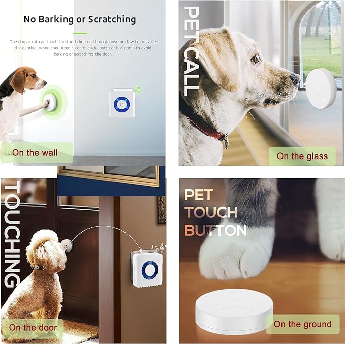 EverNary Dog Door Bell, Dog Bells to Go Outside,Dog Bells for Potty Training, Dog Doorbell with Large Touch Area Button,1000FT Range, 58 Chimes, 0-110db Volume,1 No WiFi Receiver & 2 Transmitters