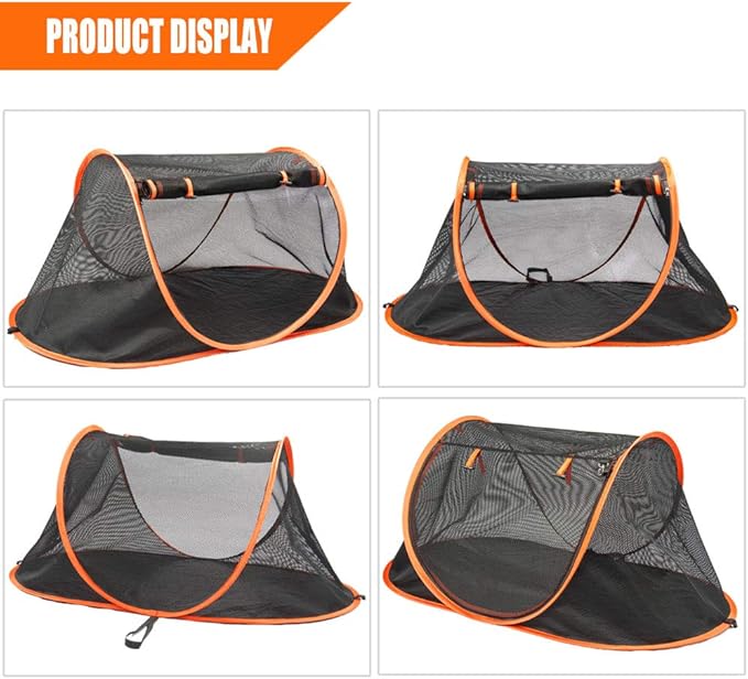 Portable Cat Mesh Tent Pet Cage,Pop Up Crate,Foldable Kennel,Indoor,Outdoor,Comfy Puppy House-Washable Fabric for Small Animals with 2 Cat Toys, Carry Bag & 2 Stakes