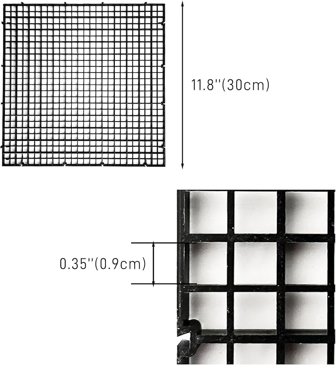 0.35-Inch Black Aquarium Divider Panel 11.8"x11.8",8pacs - Strong Suction Cups, Easy Cut Design to Separate Fish (10-55 Gallon Tanks)