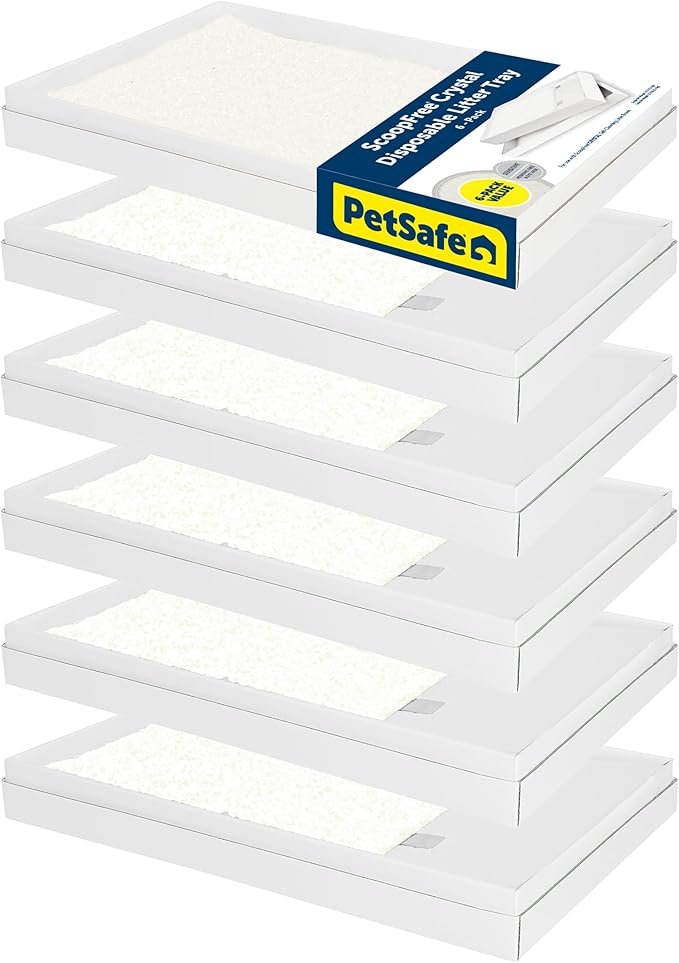 PetSafe ScoopFree Disposable Crystal Cat Litter Tray - Easy Cleaning Box - Refill Tray for Automatic Litter Box - Fragrance Free - 4.3 lb Bags - 6 Pack