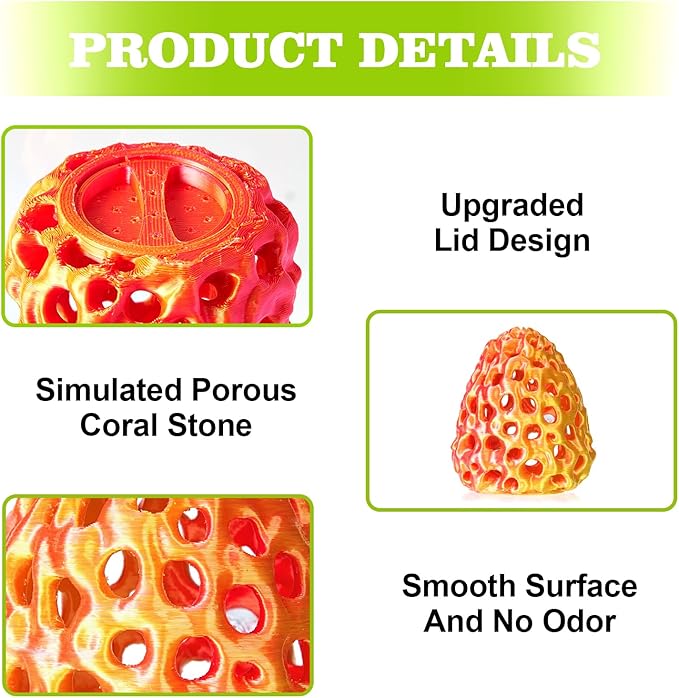 Shrimp Dome Hide, Shrimp Hides for Aquarium, Betta Fish Hideout with Suction Cup, Betta Habitat Tank Ornament Accessories, Aquarium Decor for Small Fish Guppy Hiding Resting (Lid Gold Red)