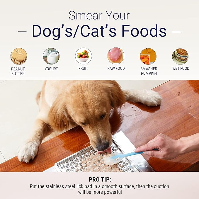 PEGGY11 Durable Stainless Steel Lick Pad for Cats & Dogs | Strong Suction Cups | Anxiety Relief & Slow Feeder | Dishwasher Safe - Single