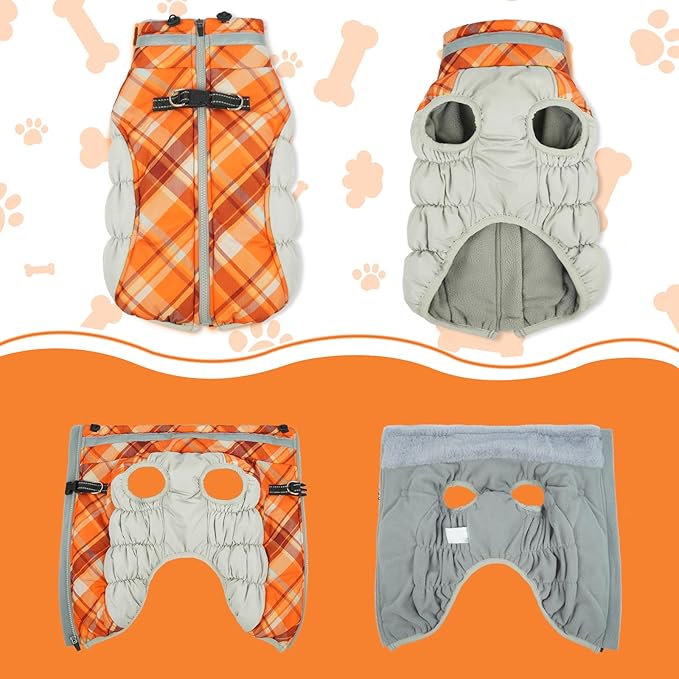 Lelepet Warm Dog Winter Coat Dog Coats for Extra Large Dogs Waterproof Dogs Jacket with Harness Built in Reflective Cold Weather Coats Windproof Zip-Up Winter Fleece Vest Snowsuit Great Dane 3XL