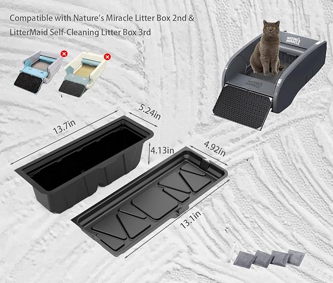 25PCS Disposable Waste Receptacles Compatible with Nature's Miracle 2nd,For LitterMaid Litter Box 3rd,Disposable Cat Litter Box with Charcoal Bags (Machine NOT Included)