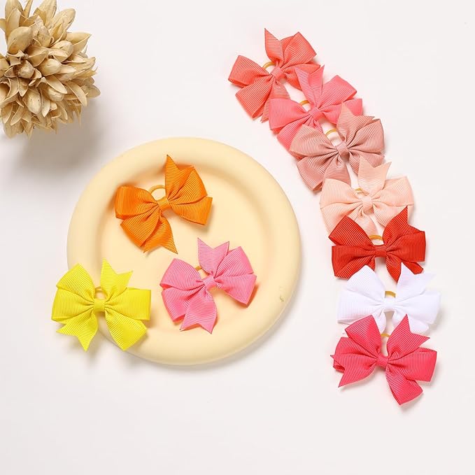 2.5 Inch Small Dogs Hair Barrettes Bows with Rubber Bands,Hair Accessories Bow Pet Grooming Cute Pet Small Hair Bowkno (Style D40pcs)