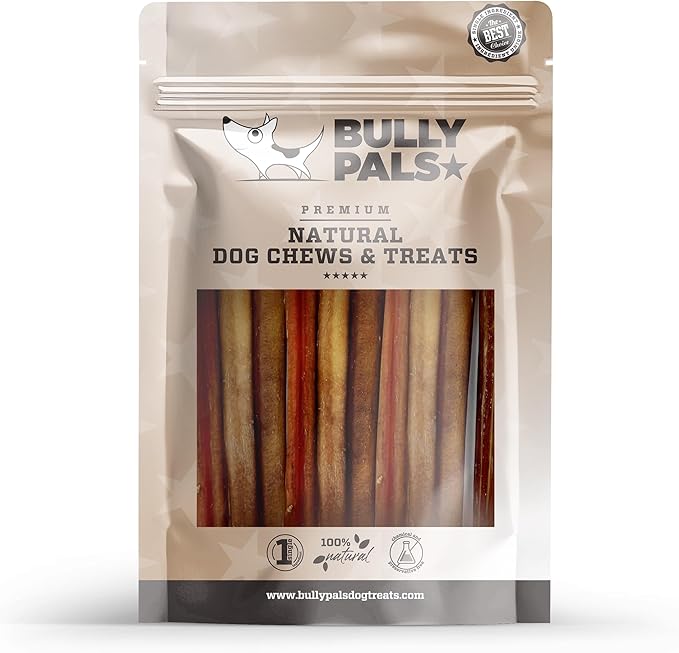 6" Standard Bully Sticks for Small to Medium Dogs - 10 Pack - Long Lasting, All Natural, Single Ingredient, Easily Digestible, Beef Dog Treats and Rawhide Free Dental Chews for Dogs