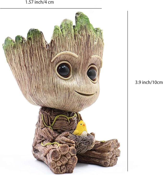 TEEMO Aquarium Groot Air Bubbler Decorations, Air Bubbler Resin Brown Decorations for Fish Tank.