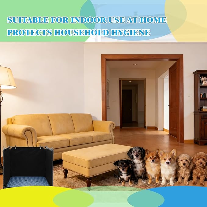 Dog Pee Pad Holder Tray with Washable Pee Pad - Foldable Indoor Potty Station for Small to Medium Dogs, Portable & Reusable Litter Box with High Walls (Small)