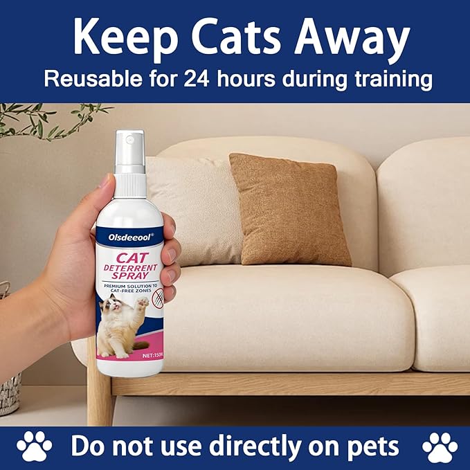 Cat Deterrent Spray,150ml Natural Repellent Spray,Scratch Deterrent for Furniture, Sofas, Rugs, Curtains, Plants,Indoor & Outdoor Keep Cats Kittens Away, No Alcohol