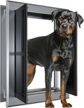 Aluminum French Large Dog Door,Strong Double Magnetic Flaps,with Aluminum Telescoping Tunnel Heavy-Duty Do g Door for X-Large and L arge Dog Up to 200LBS(Gray, X-Large)