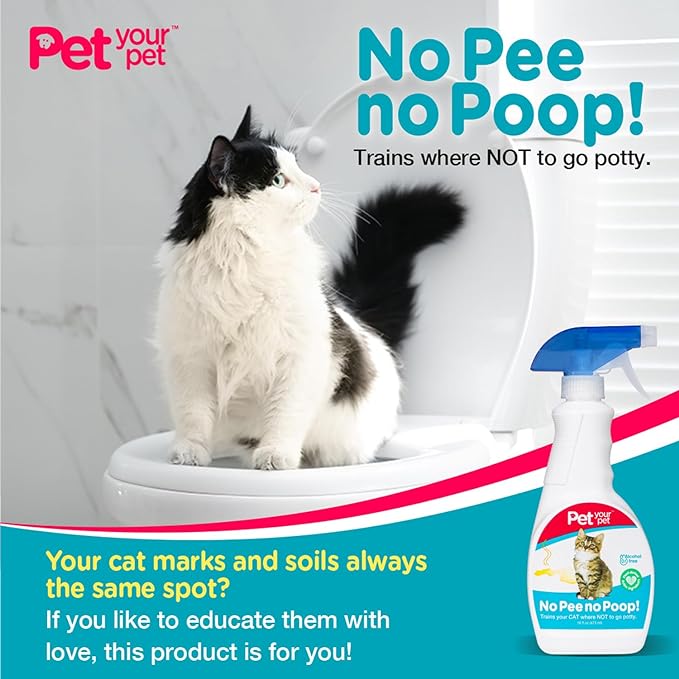 Cat Potty Training Spray No Pee No Poop, 16 Fl Oz, Non Toxic Spray for Cats Only, Natural Pee Deterrent, Stops Urine Marking and Pooping, Indoor Outdoor Keep Off