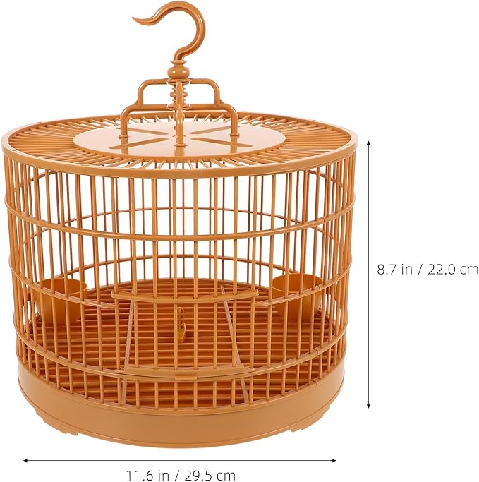 Milisten Hanging Parrot Bird Cage Small Round Plastic Birdcage with Feeder and Hook for Parakeets Finches Cockatiels 14.17In Bird House Carrier