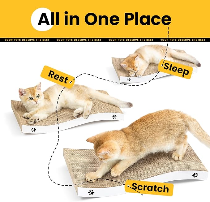 Cat Scratcher, Durable Scratch Pad, Corrugated Cardboard Scratching Board for Indoor Cats, Heavy Duty, Double-Sided Usability, Recyclable, with Catnip, Large, 1 Pack