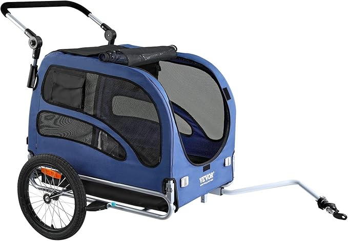 Large Dog Trailer for Bike, Folding Bike Trailer for Dogs with 18.9" Wheels, 120LB Capacity All-Terrain Pet Carrier, Universal Bicycle Coupler