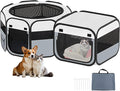 Vikua Portable Pet Cat Playpen, Foldable Dog Playpen for Indoor and Outdoor Use, Two in One Pet Playpen for Puppies Medium-Sized Dogs Kittens Travel Camping Use, Cat Tent & Houses