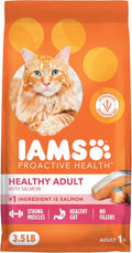 IAMS Proactive Health Dry Cat Food, Healthy Cat Food Dry Recipe for Adults, Salmon, 3.5 lb. Bag