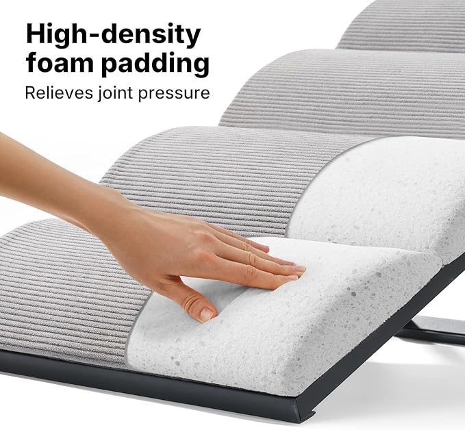 Veehoo Dog Ramp for Bed Couch Height Adjustable from 12" to 20", Foldable Stairs for Dogs to Get on Bed 17" Extra Wide, Portable Pet Doggie Steps Indoor with Non Slip Pad, Support up to 150 lbs