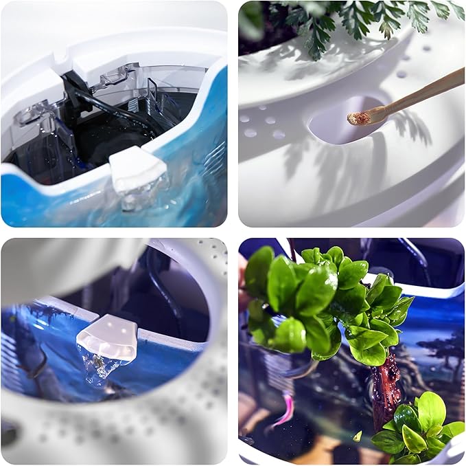 Small Fish Tank 1.2 Gallon Aquarium Starter Kit Desktop Mini Fish Bowl Small Betta Fish Tank with Plant Pot (Coral Reef)