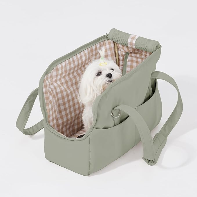 Pet Dog Casual Crossbody Bag, Hands-Free One Shoulder Soft Edged Pet Bag, Fully Open Sunroof Cover with Mesh Window and Large Front Pocket, Pet Carrier Purse for Small Dog Cat（Can Hold 10 Pounds）