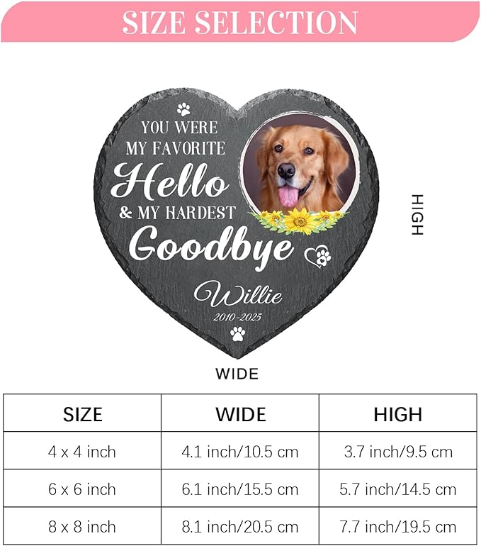 Alienc Personalized Pet Memorial Stone – Custom Dog & Cat Memorial Gifts for Loss, Outdoor Pet Grave Marker, Sympathy Keepsake for Dogs and Cats