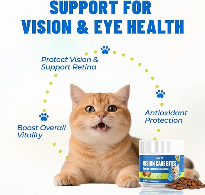 Just Try Vision Care Bites Cat Treats Taurine for Cats Healthy Cat Treats - Support Eye Health & Vision Function Chicken Flavored - Cat Supplements 300 Bites 6.35 oz