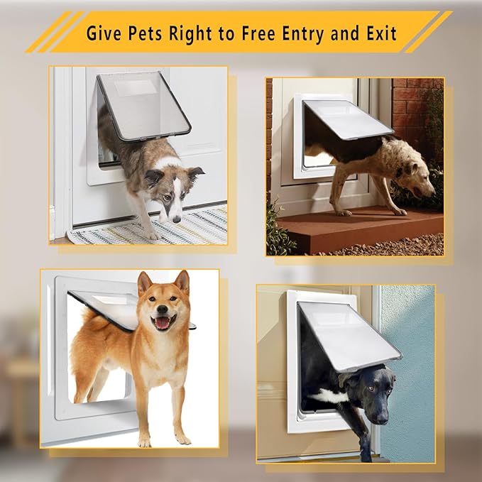 Medium Dog Door, Magnetic Door for Pets up to 44 lb, 13.5'' x 11'' Doggie Door, Suitable for Interior & Exterior Doors