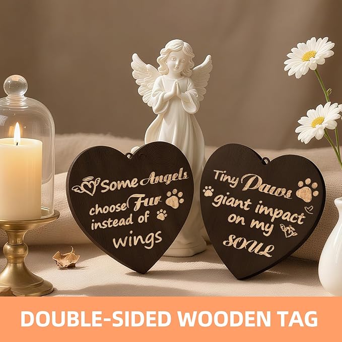 AVEAX Cat Memorial Gifts for Loss of Cat, Rotating Picture Frame 4x6, Pet Loss Sympathy Gift, Cat Memorial for Desktop Display, Brown