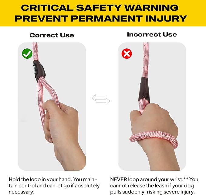 Fida Durable Slip Leads for Dogs, 6 FT x 3/8" Heavy Duty Dog Loop Leashes, Comfortable Strong Rope Slip Leash for Small Dogs and Puppies, No Pull Pet Training Lead with Highly Reflective(3/8", Pink)