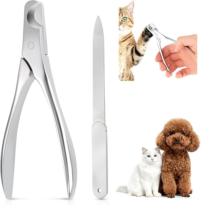 Professional Dog Nail Clippers Cat Nail Clipper with Built-in Spring, Large Opening Design, Nail File, for All Dogs and Cats with Thick Toenails