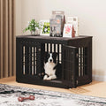 38" Heavy Duty Dog Crate Furniture for Small,Medium and Large Dogs,Rustic Wooden Dog Cage Kennel Indoor Furniture with Waterproof Top,Decorative Pet House Side End Table (Black & Grey)