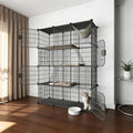 Large 4-Tier Cat Cage Indoor, DIY Cat Enclosures Detachable Metal Wire, Indoor Cat Crate Exercise Place Ideal for Kitty, Small Animals (Black, 41.3" L x 14" W x 55" H, 1)