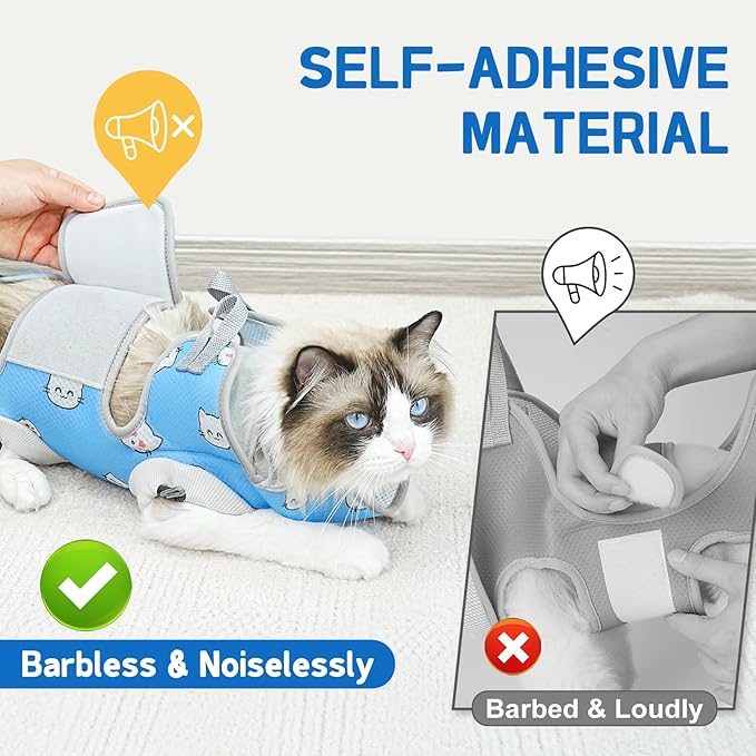 Supet Cat Grooming Hammock Harness for Nail Trimming, Cat Grooming Hanging Sling for Nail Clipping, Pet Restraint Holder for Cutting Nails, Medicine, Ear & Teeth Cleaning, Eye Care (BlueCat L)