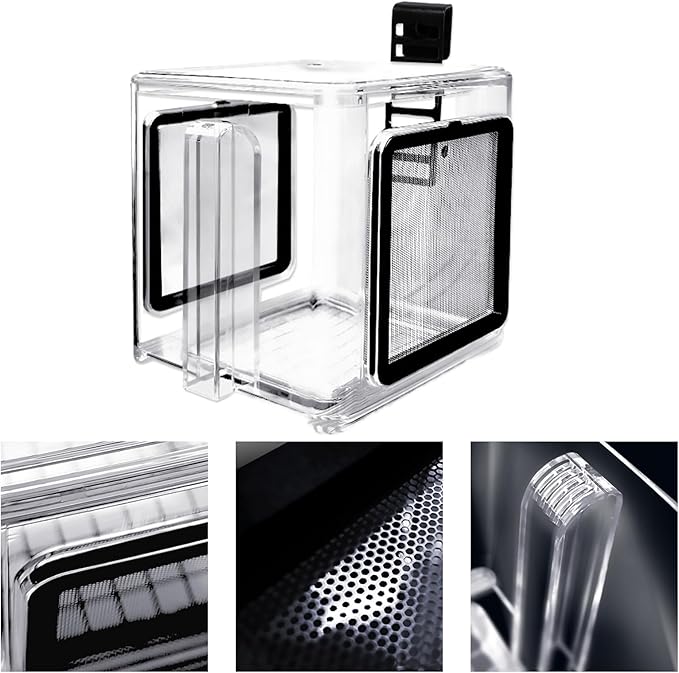 Aquarium Nursery Cage, Water Tank Breeding Container, Fish Separation Tray, Hatchery Incubator Accessory, Shrimp and Guppy Grow Box, Saltwater Isolation Basket for Small Fish and Crustaceans