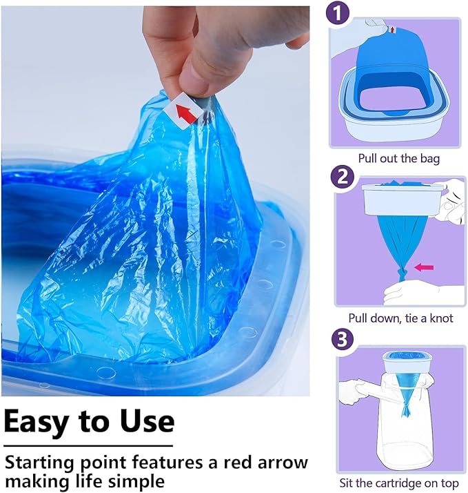 60ft Cat Litter Refill Bags (8-Month Supply). Heavy-Duty, Odor-Blocking, Compatible with Litter Genie/Pet Genie