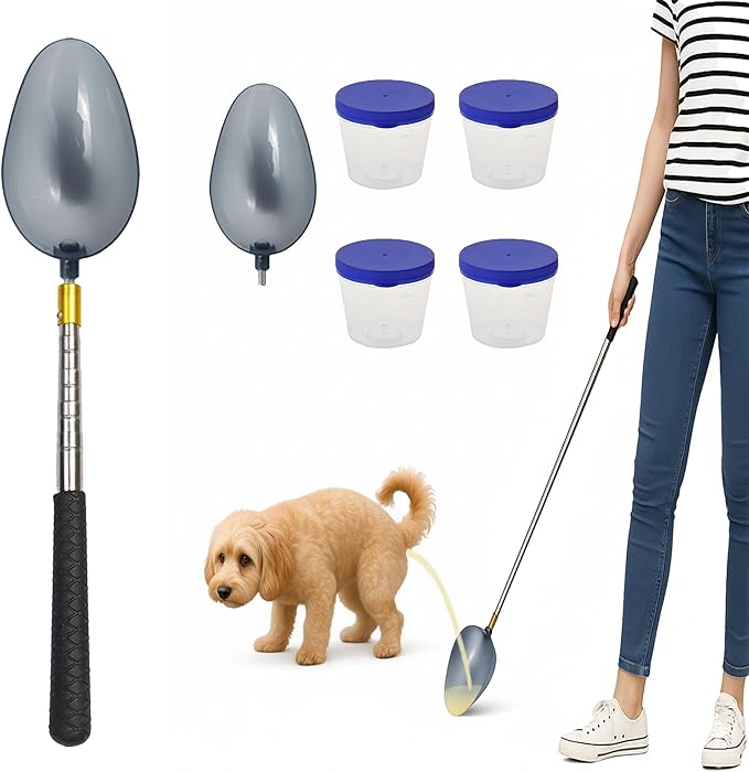 Dog Urine Catcher, Urine Collection Kit for Dogs and Cats with Telescopic Handle, Reusable for Vet Visits or Home Testing
