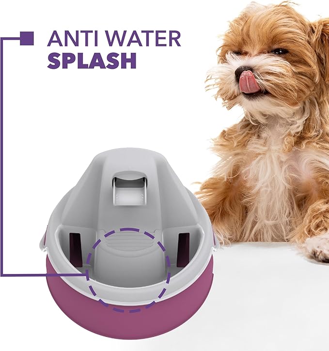 Aqua Flow Premium Pet Water Fountain - Automatic Dispenser Drinking Bowl for Cats and Dogs - Anti-Hair Drainage System - Replaceable Filters - Ideal for Multiple Pets - 52 up to 120 fl oz - Gray