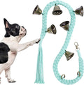 Dog Bell for Door Potty Training, Cotton Handwoven Dog Doorbell with 6 Extra Loud Bells for Dog Training, Adjustable Hanging Door Bell for Small Medium Large Dogs to Ring to Go Outside, LightGreen