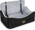 JOEJOY Dog Car Seat for Medium/Large Dogs - Reversible Dual-Sided Travel Dog Car Bed with Memory Foam, Washable Pet Booster Seat for Dogs up to 55 lbs or 2 Small Dogs, 2 Safety Leashes, Grey
