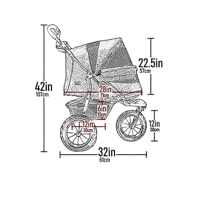 Pet Gear No-Zip AT3 Pet Stroller for Cats/Dogs, Zipperless Entry, Easy One-Hand Fold, Jogging Tires, Removable Liner, Cup Holder + Storage Basket, Platinum