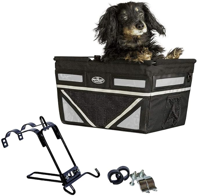 TRAVELIN K9 Pet-Pilot MAX Dog Bicycle Basket Carrier | 8 Color Options for Your Bike (Silver/Grey)
