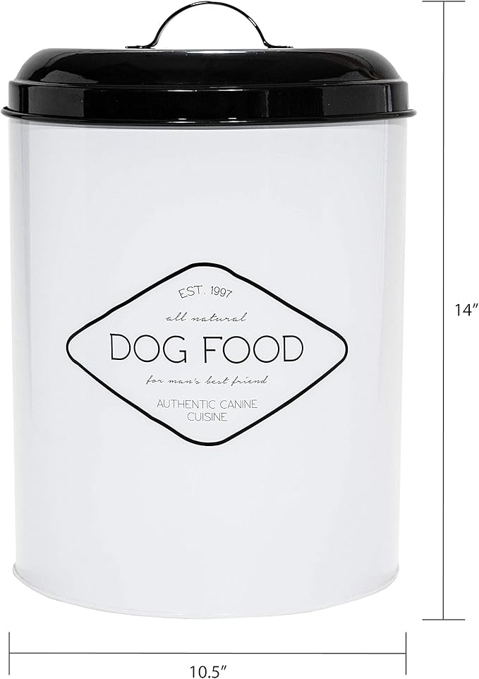 Amici Pet Buster All Natural Canister, Metal Storage Container with Handle Lid & Silicone Gasket Seal, Minimal Countertop Food Bin for Pantry, Pet Treats & Kitchen Dry Goods - 272 Oz (10.5"L x 14"H)