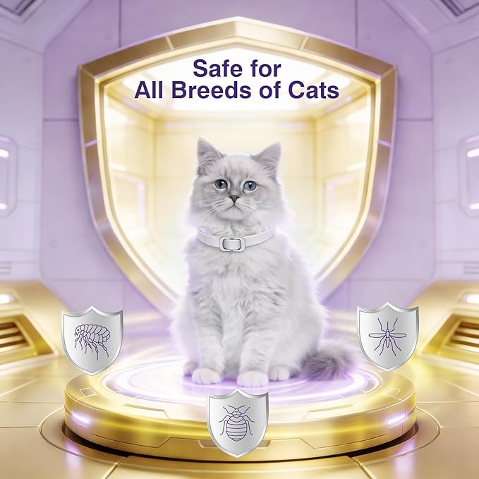 Flea and Tick Collar for Cats (4 Pack), Plant-Powered with Natural Essential Oils, Water-Resistant, Adjustable for All Cats & Kittens (Gray)