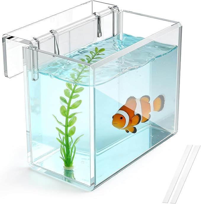 Acrylic Hatchery Incubator Tank for Fish & Corals, Hanging Acclimation Box for Saltwater & Freshwater Aquariums, Aquarium Fish Breeding Box for Small Fish Shrimp Turtle and Betta as Decoration
