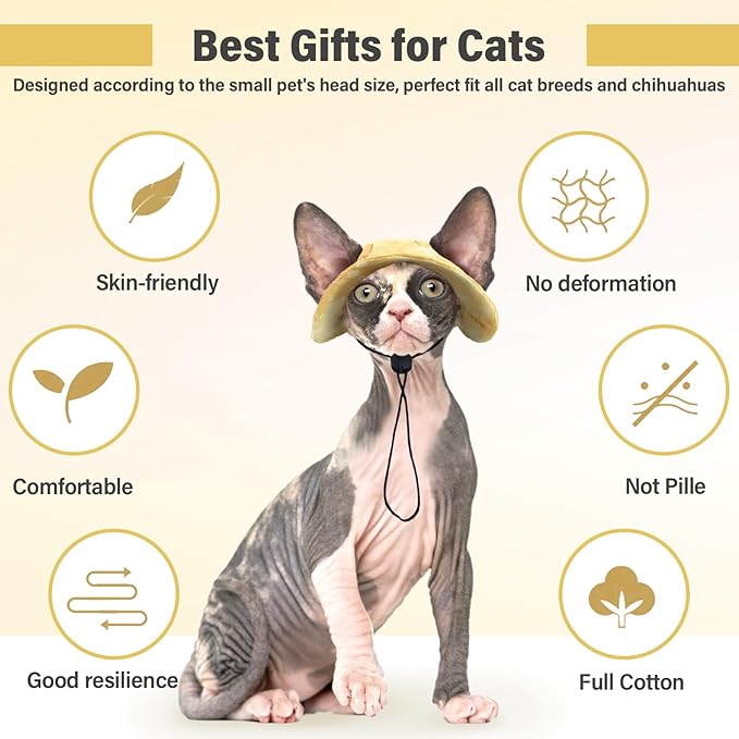 DENTRUN Cat Hats for Cats Only, Cat Cowboy Hats with Ear Holes Tiny Pets Birthday Party Costume, Cat Headwear Mini Cowboy Hat, Funny Sombrero Kitten Hat Chihuahua Beanie Cap Party Decorations