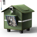Outdoor Cat House for Outside with Camera Cat-Attracting Eave Design and Cat Toys Feral Stray Shelter Weatherproof in Garage Yard Porch (Include Camera)
