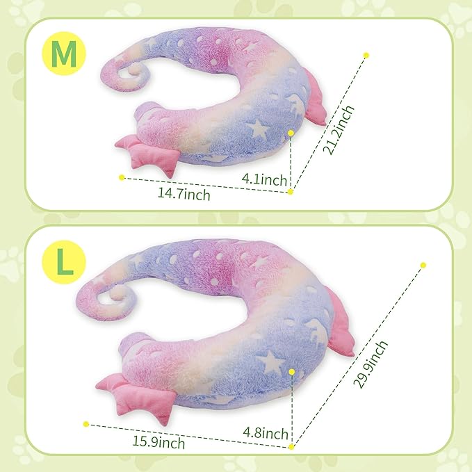 Dog Calming Pillow - Cute Soft Animal Design for Dogs, Cats, Kids, Adults, Washable Cozy Relaxing Pet Bed, Glow in The Dark Neck Pillow (Pink, Medium)