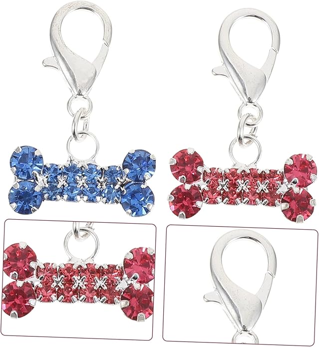 Didiseaon 2Pcs Rhinestone Pet Collar Pendants Decorative Dog Charms Cute Hanging Accessories for Cat Collars Pendant for Pet and Keychains