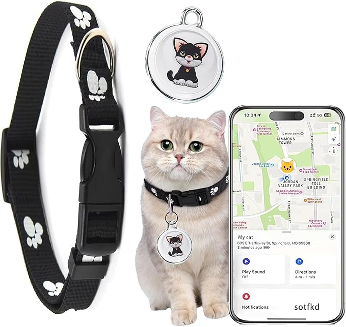 Cat Tracke Collar-Cat GPS Tracker-GPS Tracker for Cats-Pet Tracker| Android and iOS Universal | No Monthly Fee | Waterproof | Works with Any Collar