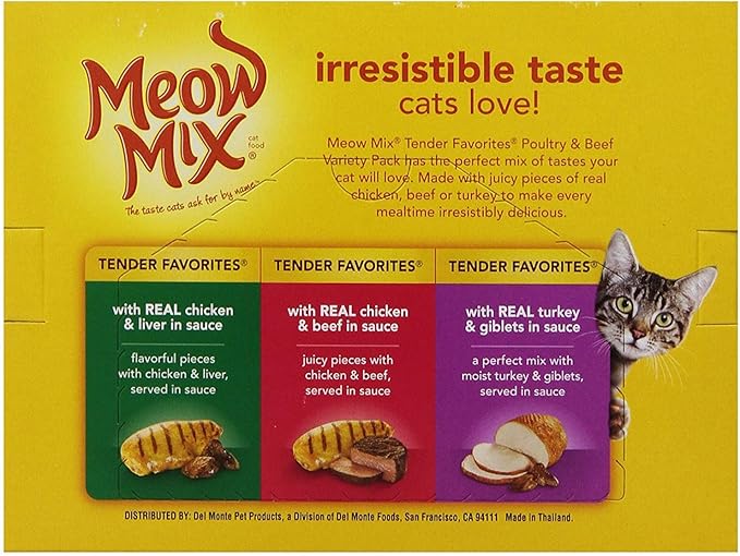 Meow Mix Tenders in Sauce Wet Cat Food, Poultry & Beef Variety Pack, 2.75 Ounce Cup (Pack of 48)