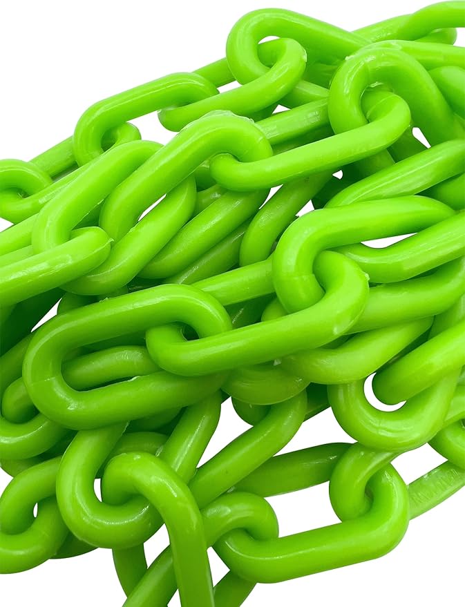 by M&M 2001 5ft Medium Green Plastic Bird Toy Chain - A Long Length of Brightly Colored Plastic Pet Thrilling Chain, Lots of uses, Great for Med Sized Pets Conure Cockatiel Lovebird